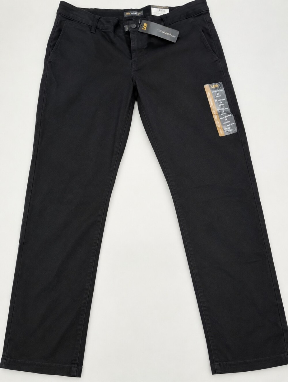 Lee Women’s Black Flat Front Straight Leg Pants Stretch Career Workwear